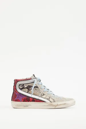 Beige & Multicolour Textured Slide Sneaker