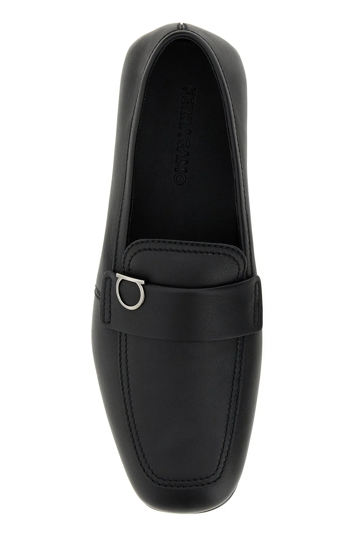 Black leather Debros loafers