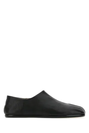 Black leather Tabi loafers