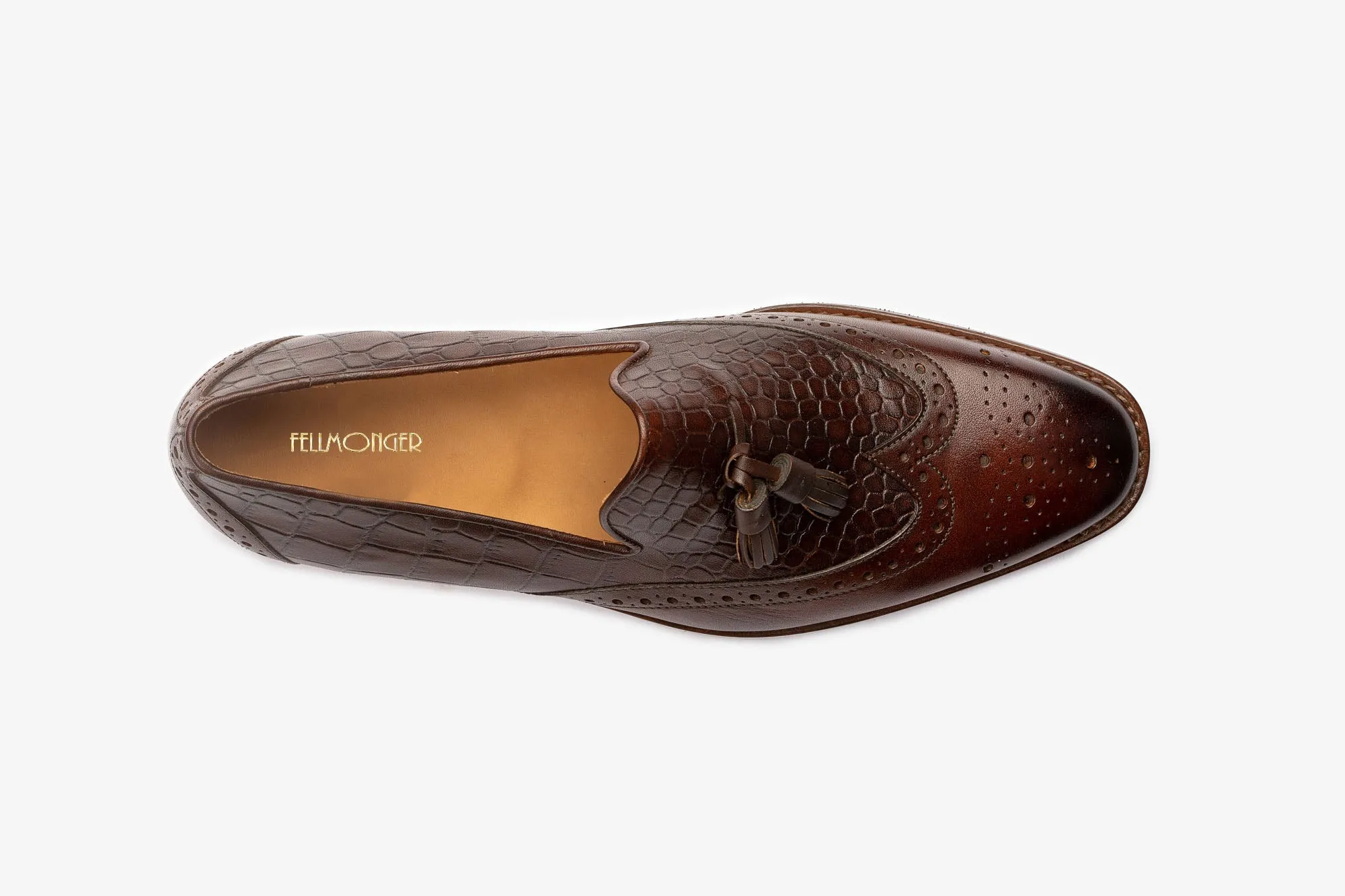 Brown Tassel Crocodile Loafers