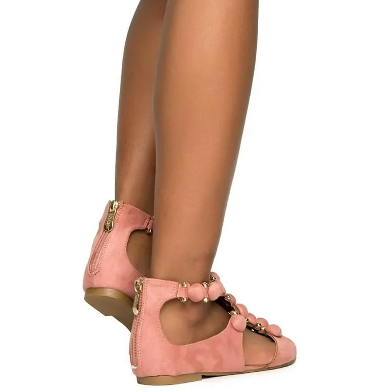 Cape Robbin Sandal-11 Sandal Edgy Big Button Open Toe T-strap Embellished Flat Sandals