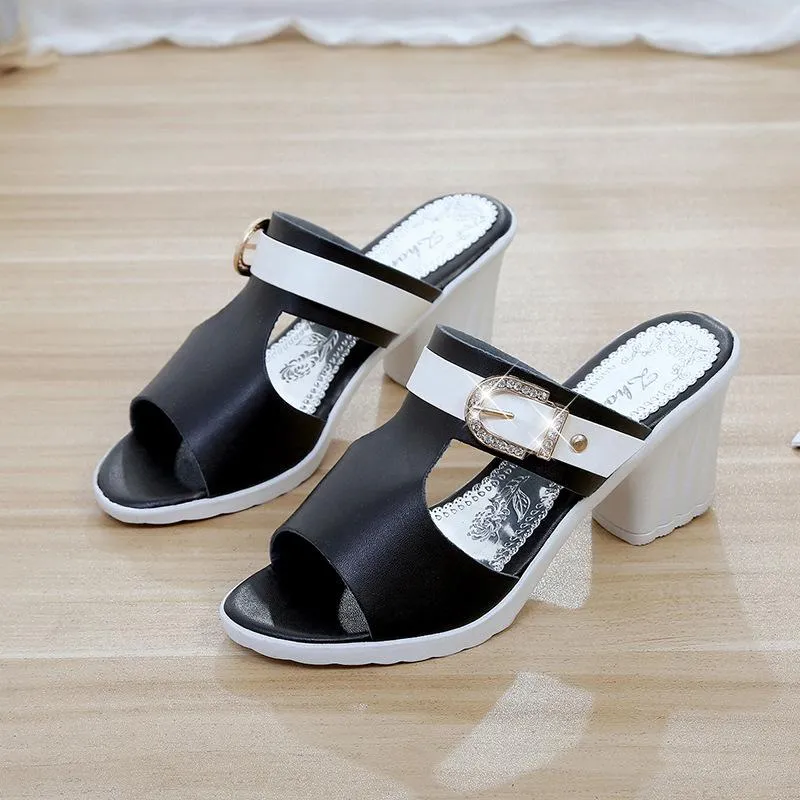 Chicvane Hollow Out Rhinestone Open Toe High Heeled Sandals