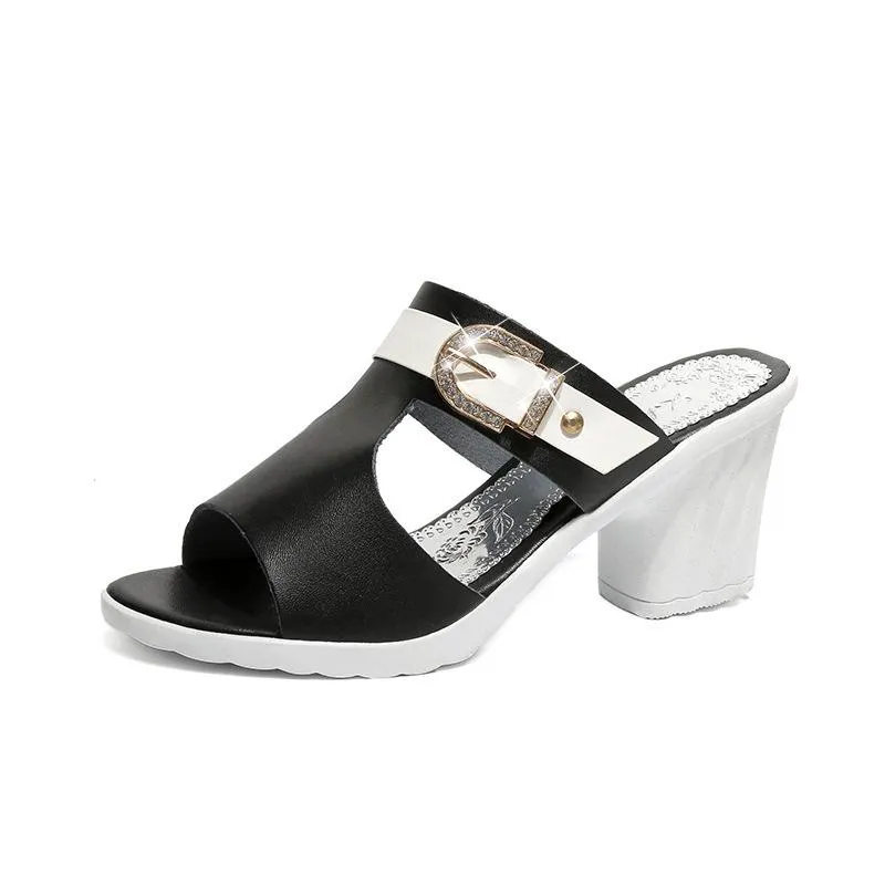 Chicvane Hollow Out Rhinestone Open Toe High Heeled Sandals