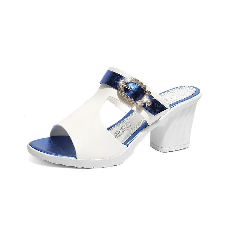 Chicvane Hollow Out Rhinestone Open Toe High Heeled Sandals