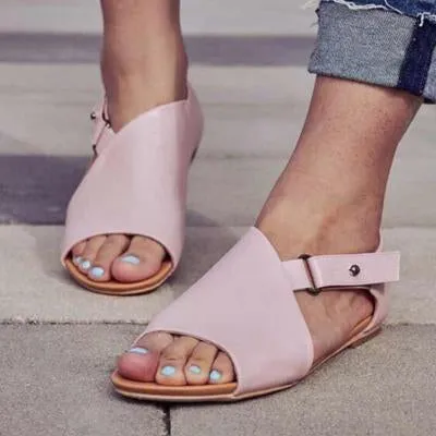 Chicvane Round-toe Buckle Closure Flat Sandals Spanish Sandals