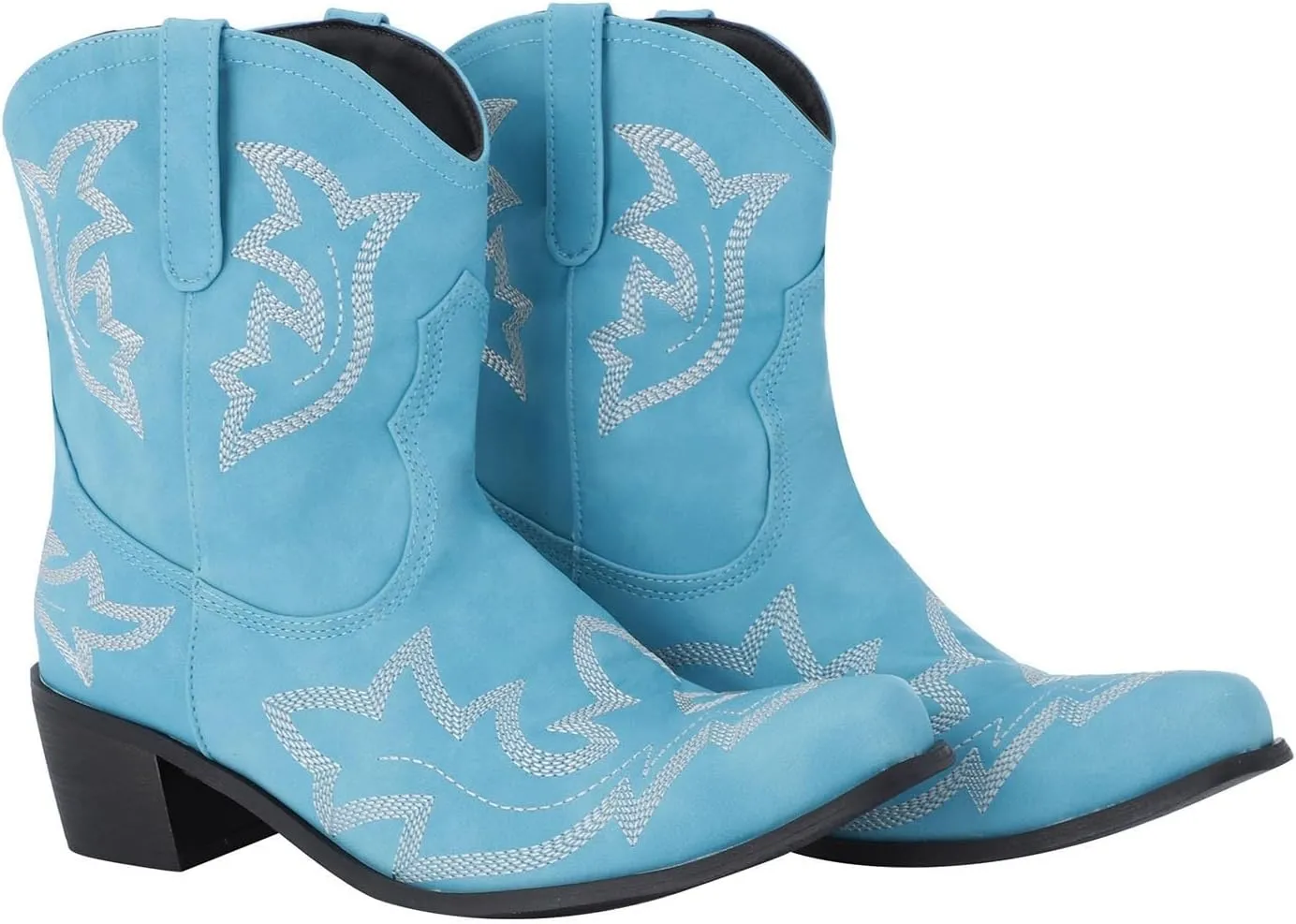 Cowboy Boots for Women Wide Calf Boots for Women Ankle Booties Vintage Cowboy Leather Non-Slip Low Heel Rider Boots