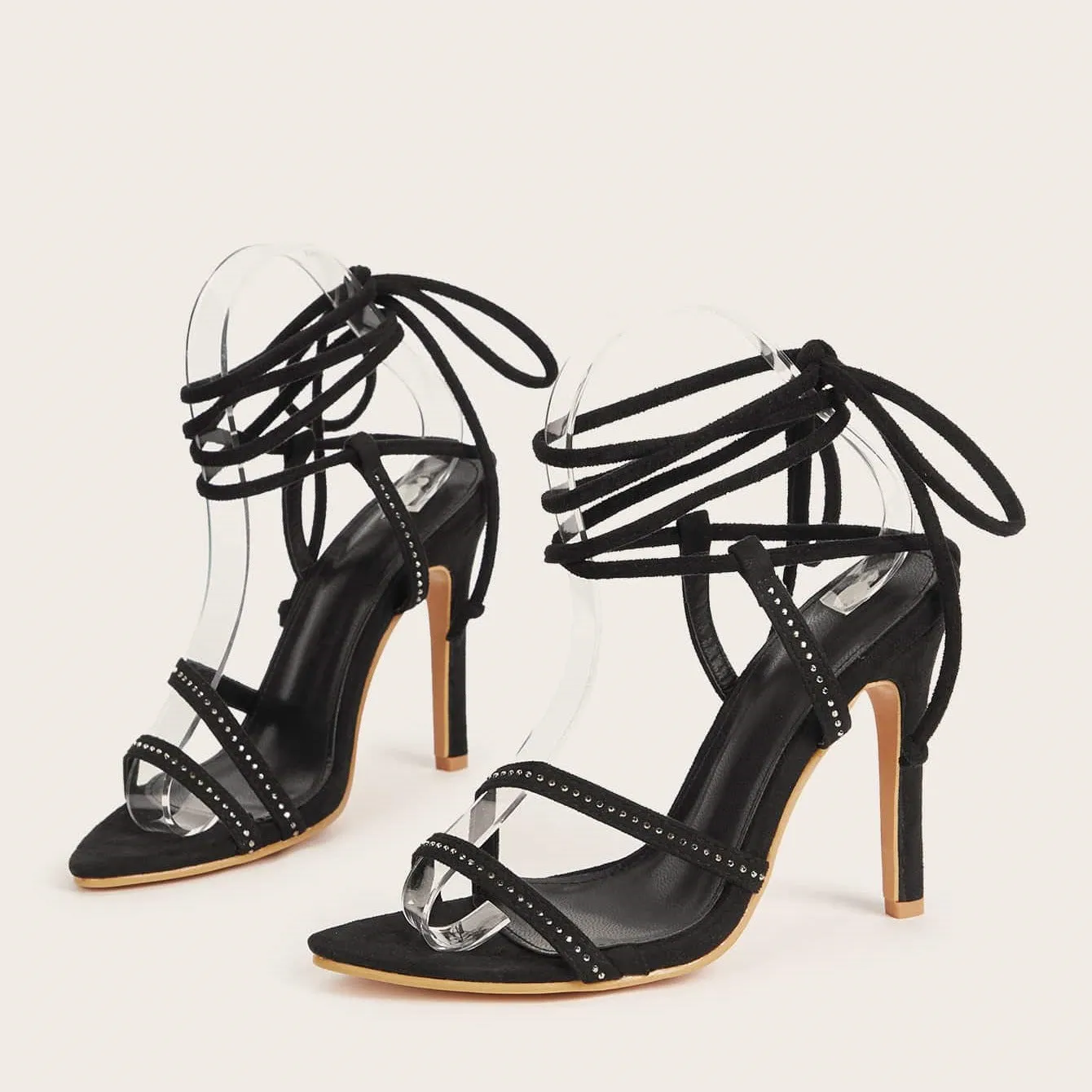 Diamond Laced Stiletto Sandals