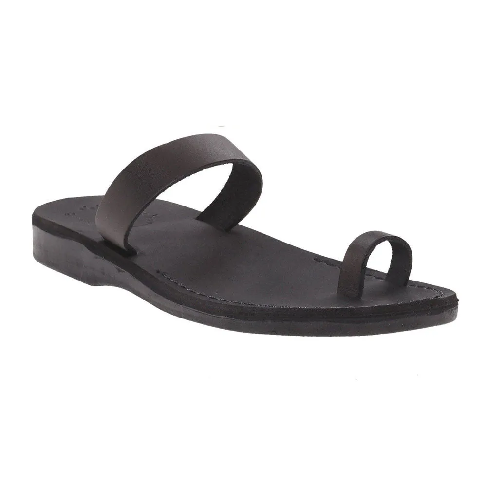 Eden - Leather Toe Ring Minimalist Sandal | Black