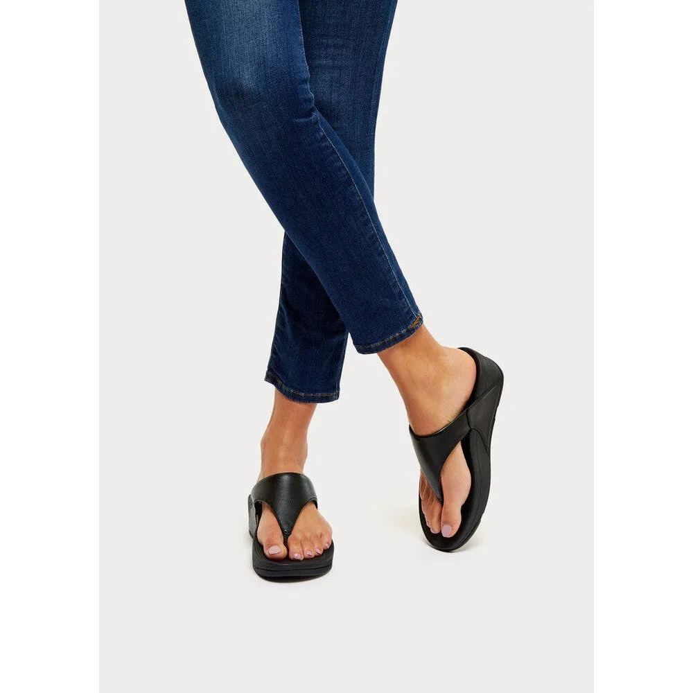 FitFlop I88-001 Lulu Leather Ladies Black Leather Arch Support Toe-Post Sandals
