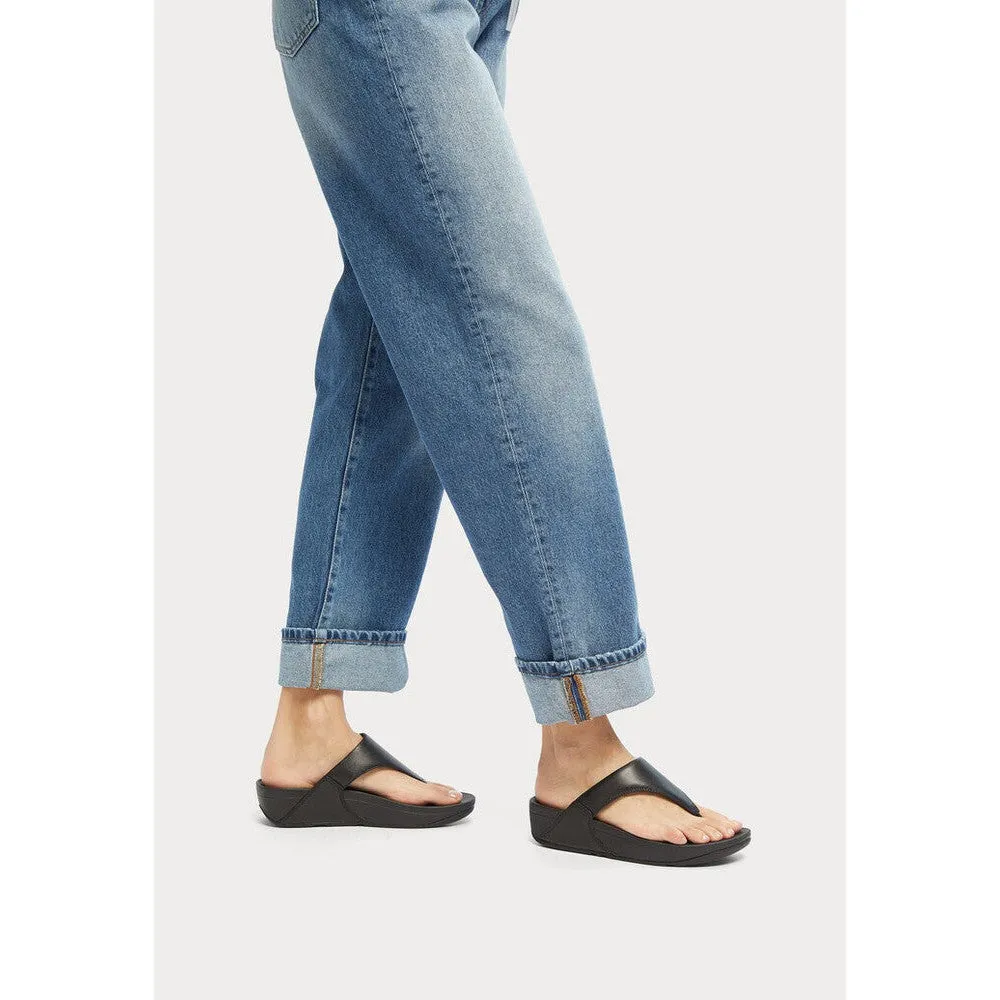 FitFlop I88-001 Lulu Leather Ladies Black Leather Arch Support Toe-Post Sandals