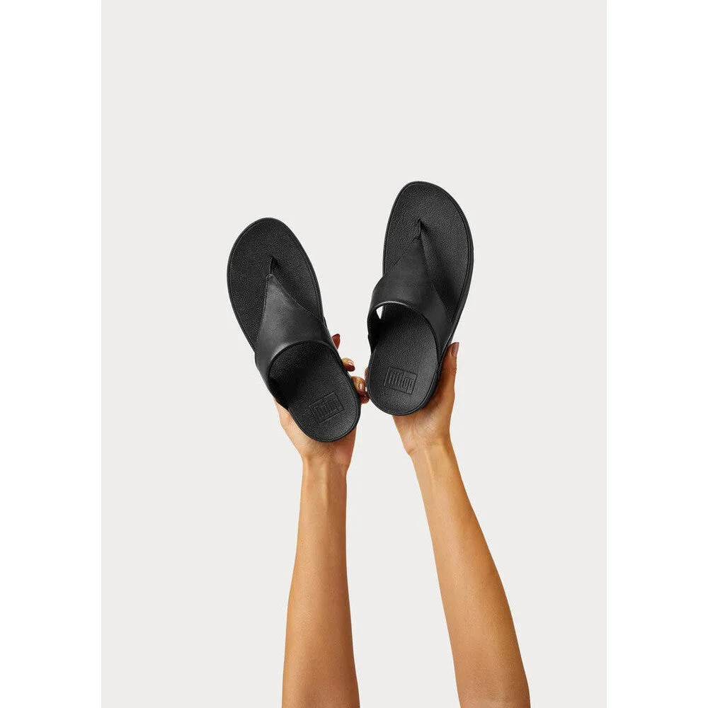 FitFlop I88-001 Lulu Leather Ladies Black Leather Arch Support Toe-Post Sandals