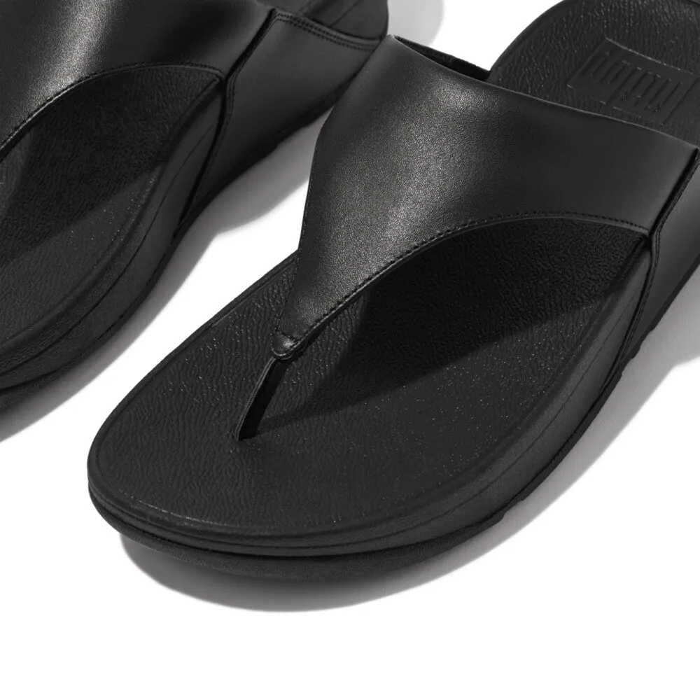 FitFlop I88-001 Lulu Leather Ladies Black Leather Arch Support Toe-Post Sandals