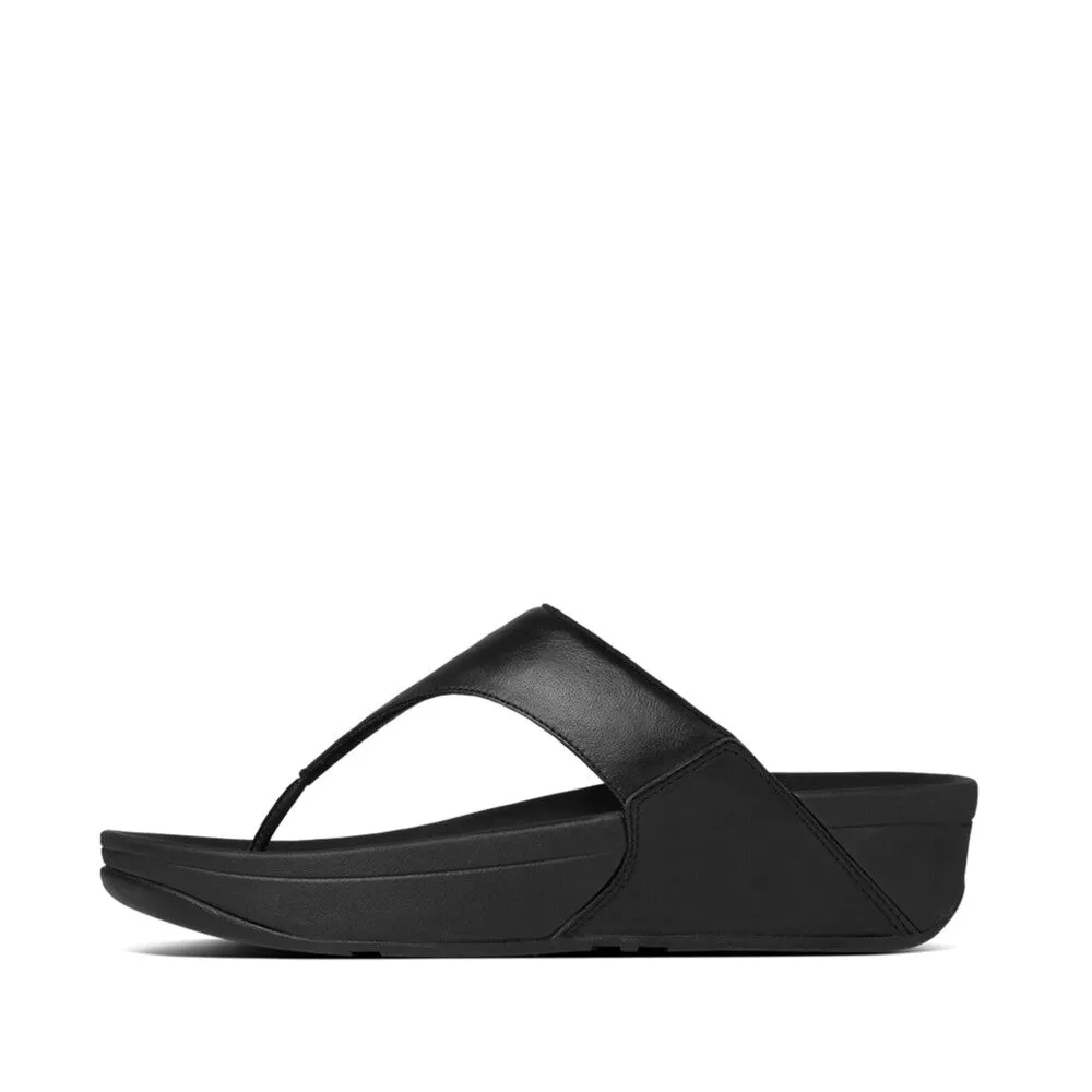 FitFlop I88-001 Lulu Leather Ladies Black Leather Arch Support Toe-Post Sandals