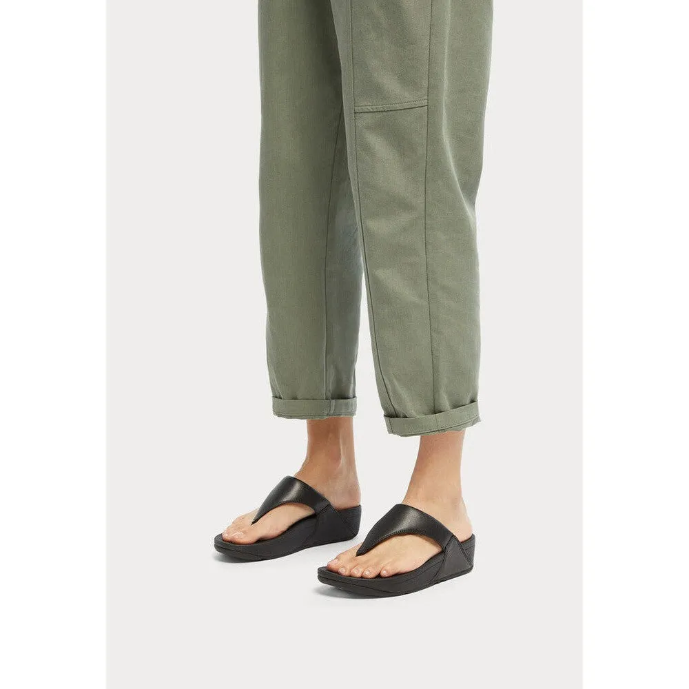 FitFlop I88-001 Lulu Leather Ladies Black Leather Arch Support Toe-Post Sandals