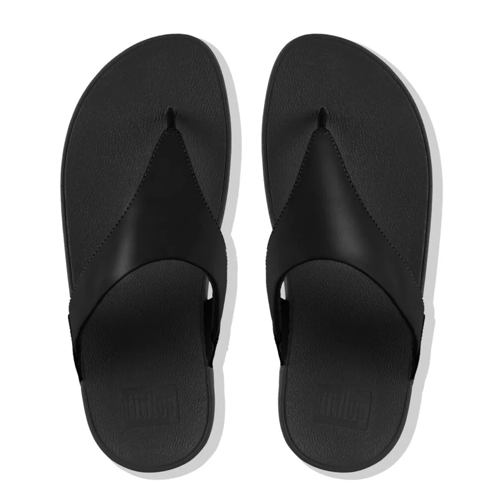 FitFlop I88-001 Lulu Leather Ladies Black Leather Arch Support Toe-Post Sandals