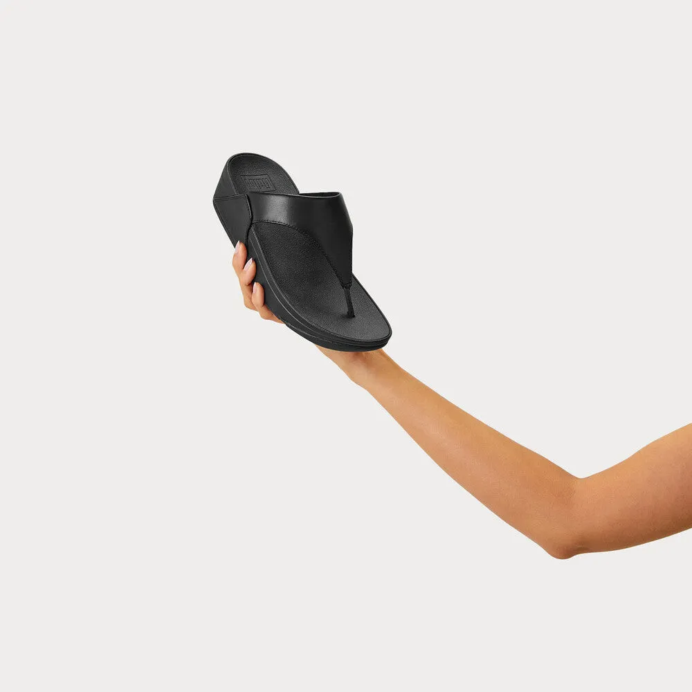 FitFlop I88-001 Lulu Leather Ladies Black Leather Arch Support Toe-Post Sandals