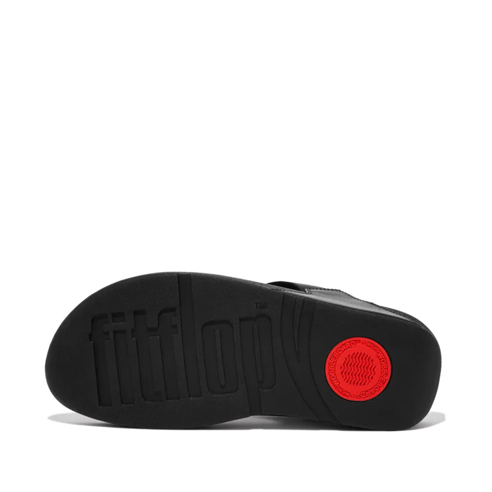 FitFlop I88-001 Lulu Leather Ladies Black Leather Arch Support Toe-Post Sandals