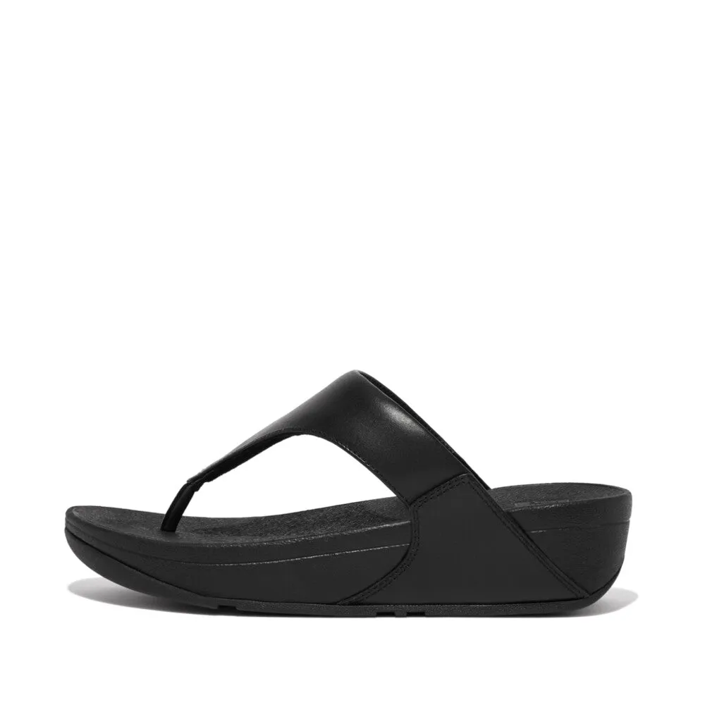 FitFlop I88-001 Lulu Leather Ladies Black Leather Arch Support Toe-Post Sandals