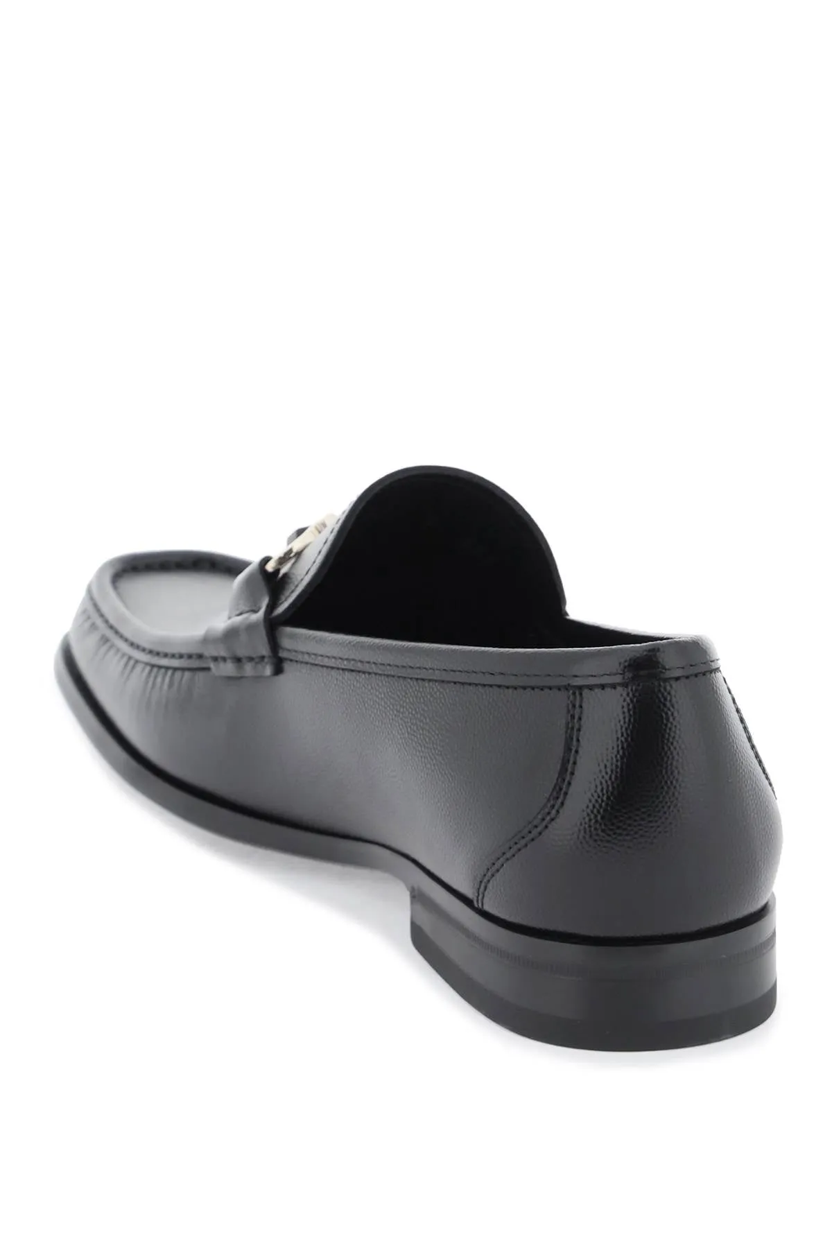 grained leather loafers with gancini