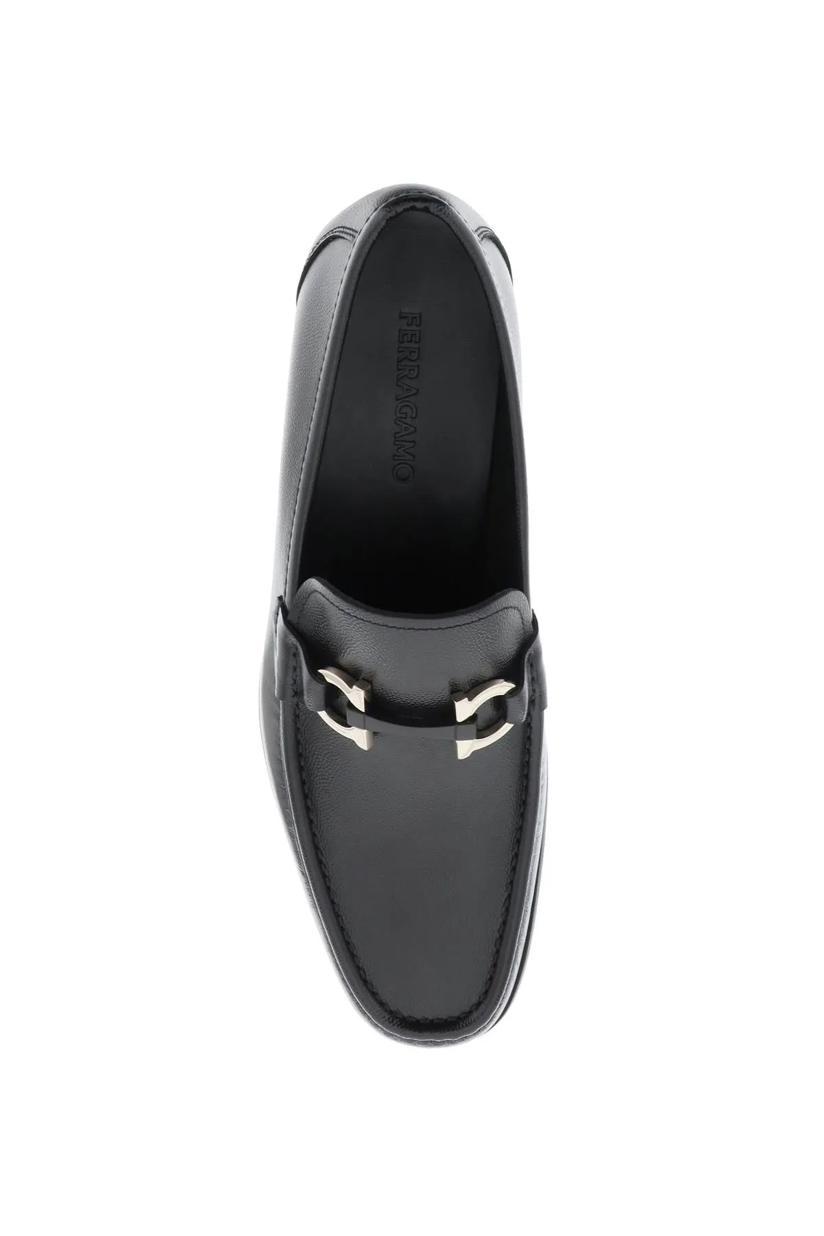 grained leather loafers with gancini