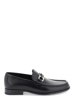 grained leather loafers with gancini