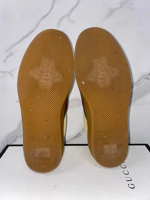 Gucci Web Leather & Suede Mens Sneakers, size 6.5