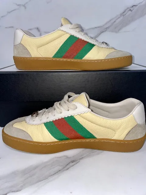 Gucci Web Leather & Suede Mens Sneakers, size 6.5