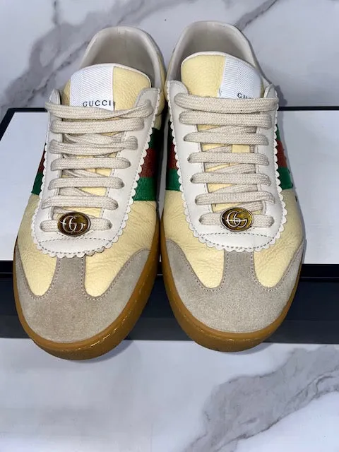Gucci Web Leather & Suede Mens Sneakers, size 6.5
