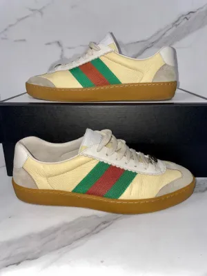 Gucci Web Leather & Suede Mens Sneakers, size 6.5