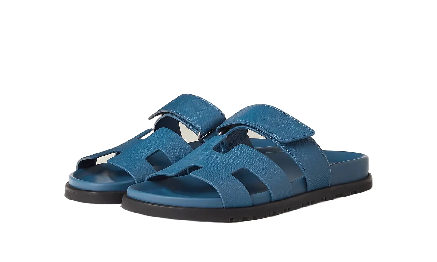 Hermes Chypre Sandals "Blue Leather"