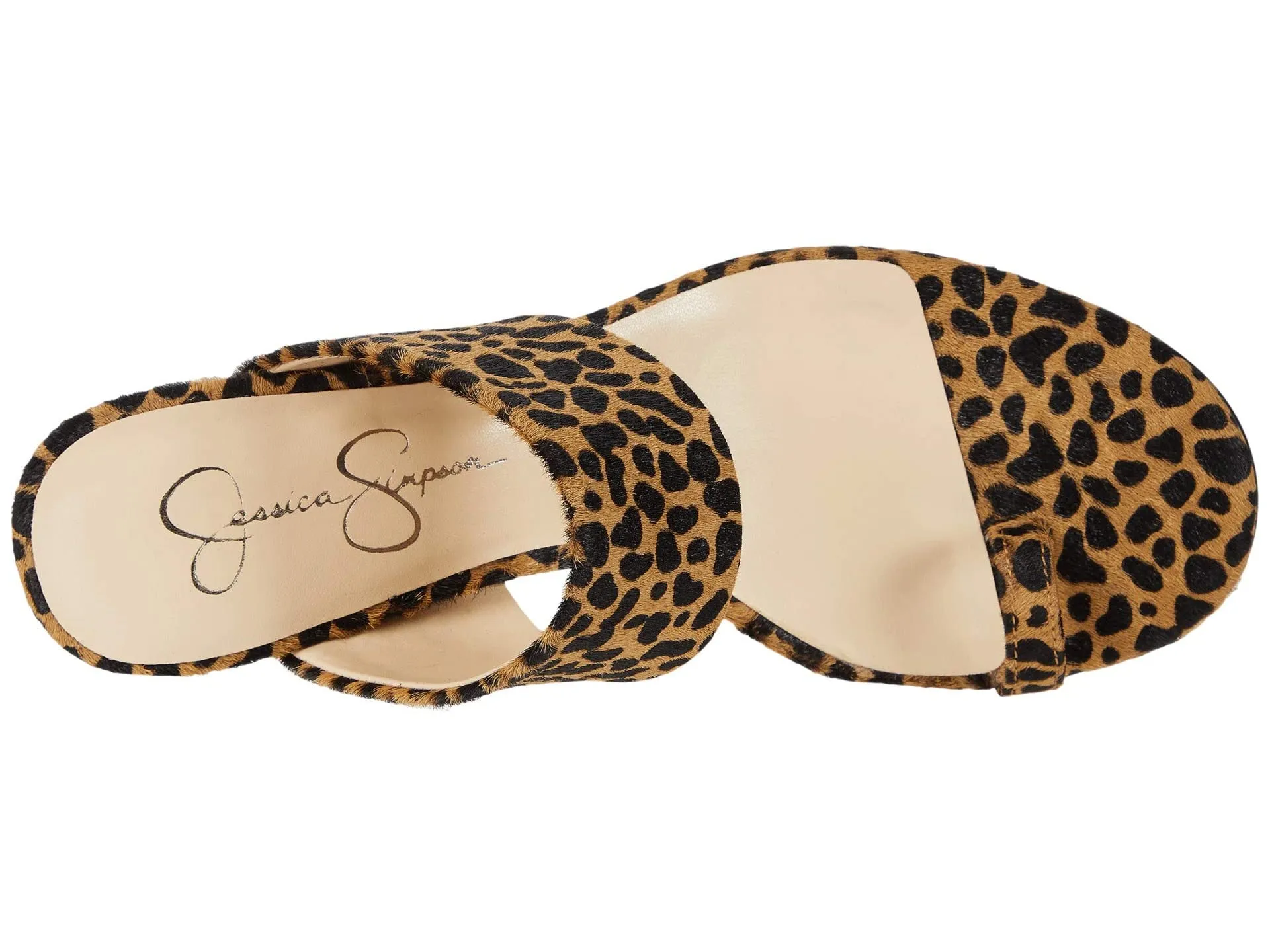 Jessica Simpson LISSAH 3 Natural Open Toe Haircalf Toe-Loop Slide Mule Sandals