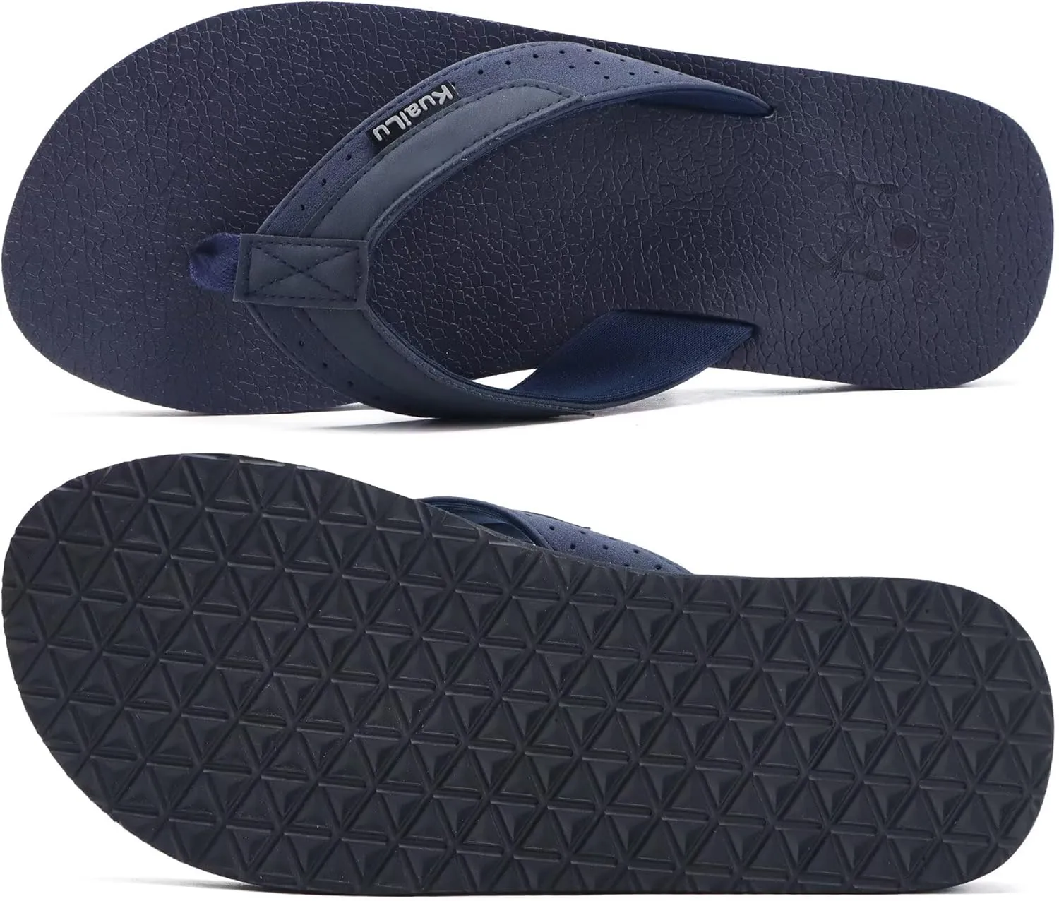 KuaiLu Men's Yoga Mat Leather Flip Flops with Arch Support Comfortable Cushion Walking Thong Sandals Slip On Indoor Outdoor