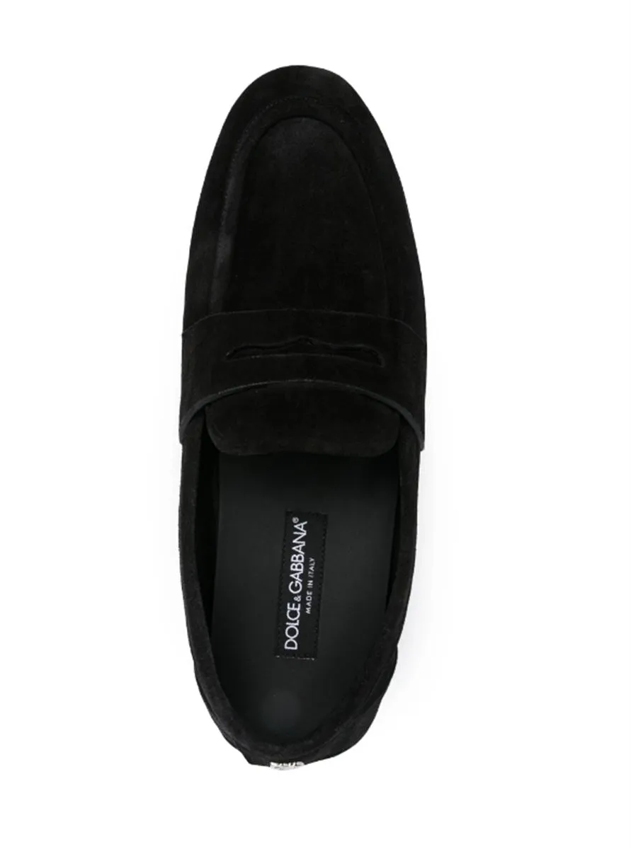 LOGO-PLAQUE SUEDE LOAFERS