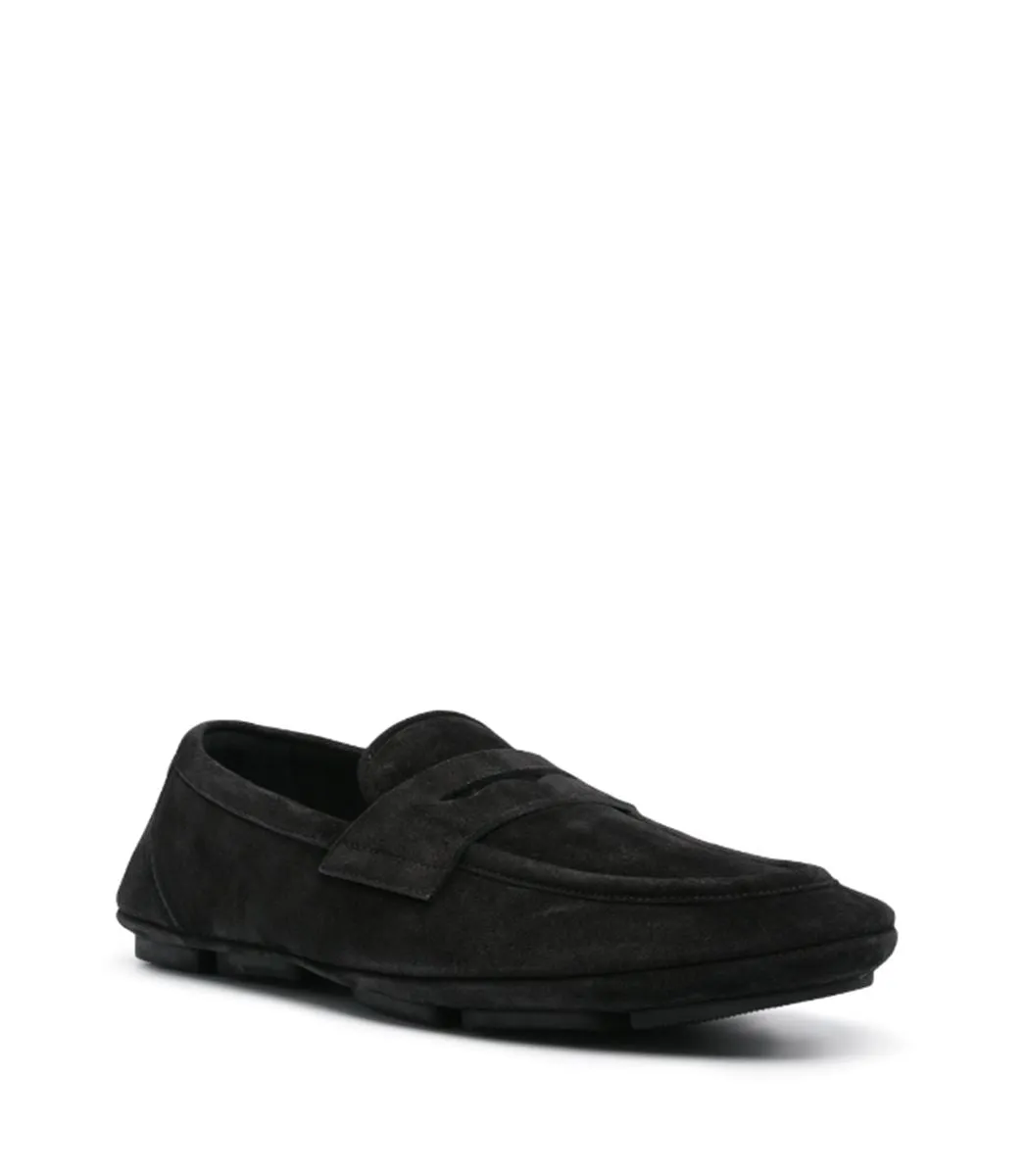 LOGO-PLAQUE SUEDE LOAFERS