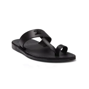 Nathan - Leather Slip On Sandal | Black