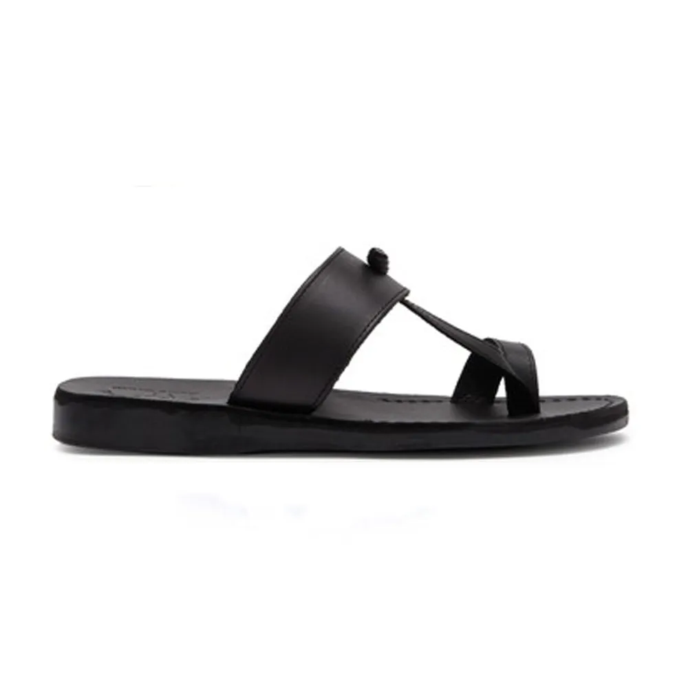 Nathan - Leather Slip On Sandal | Black