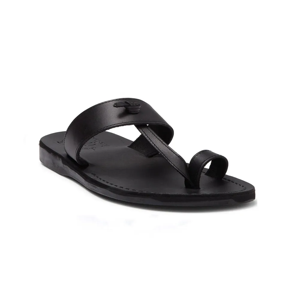 Nathan - Leather Slip On Sandal | Black