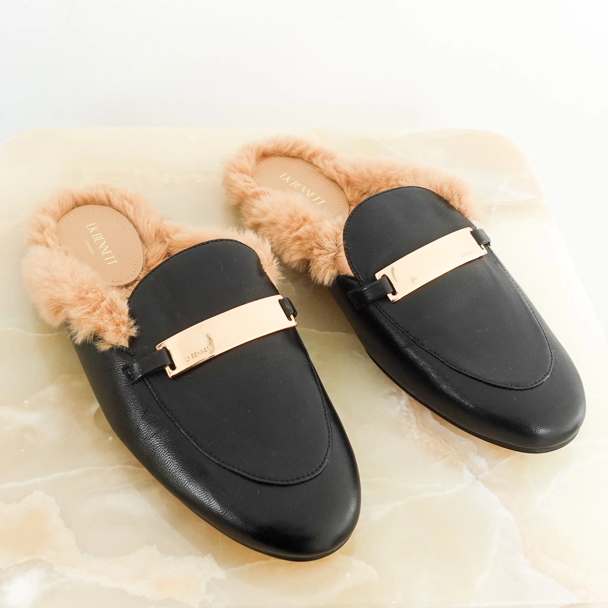 NEW Louisa black leather backless loafers RRP £179