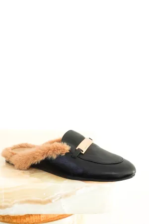 NEW Louisa black leather backless loafers RRP £179