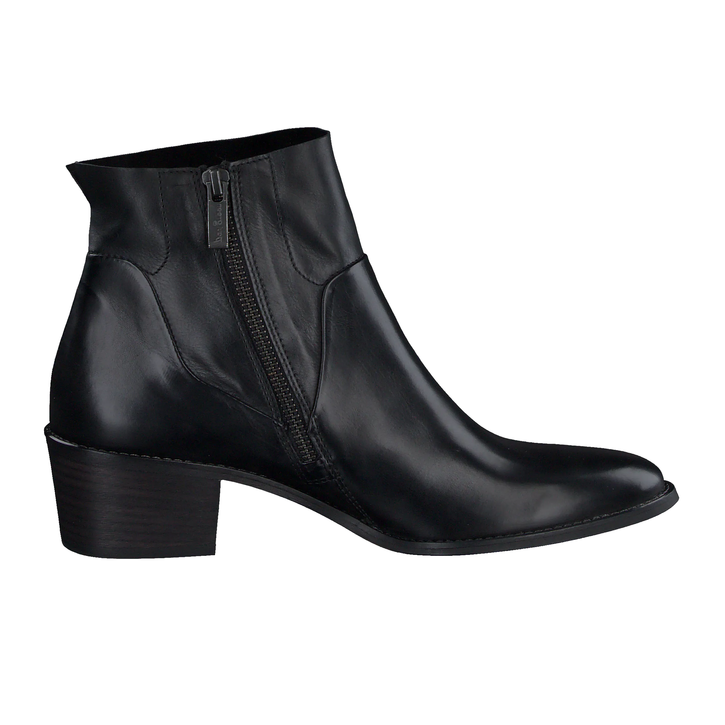 Paul Green Black Leather Ankle Boot 9025