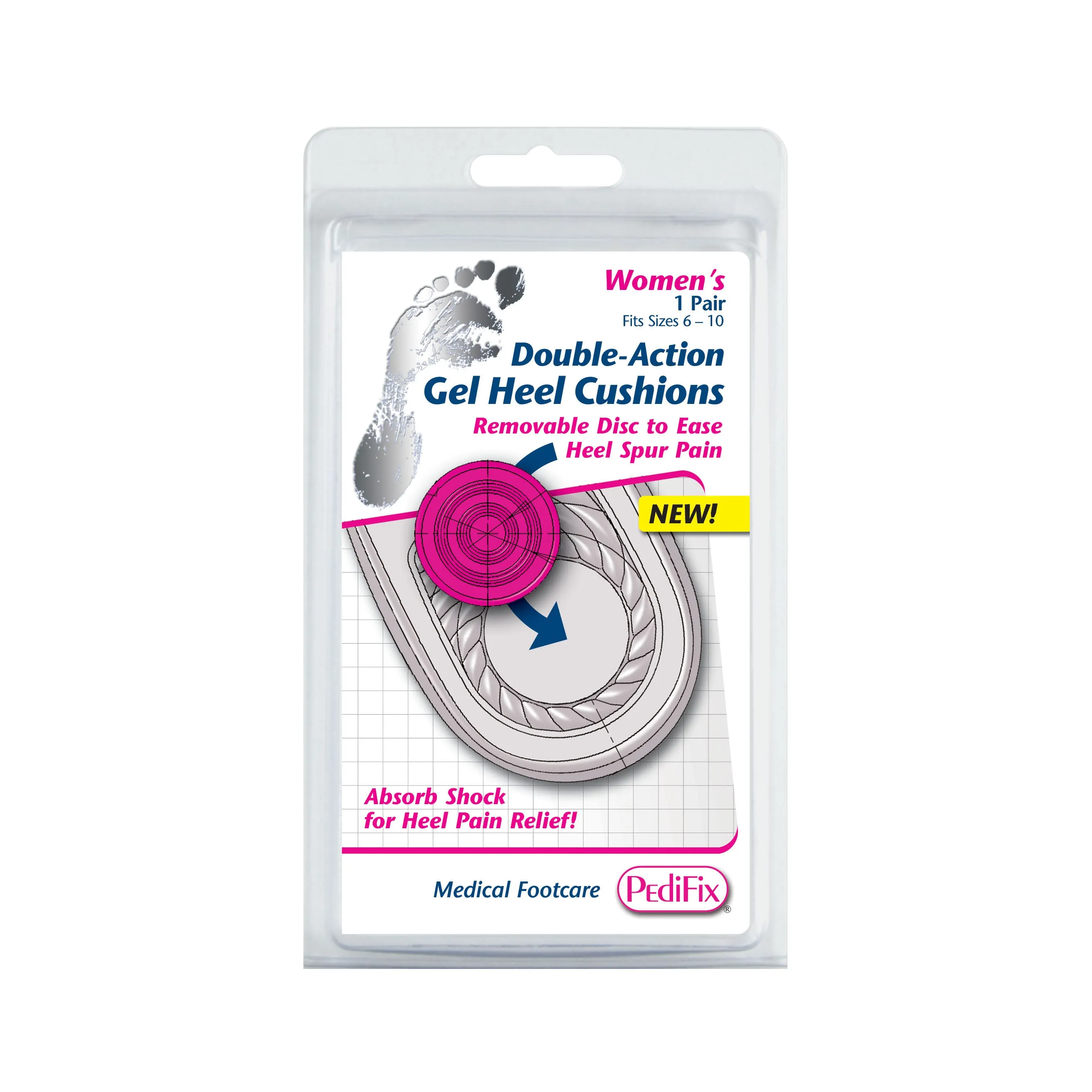 PEDIFIX VISCO-GEL DOUBLE ACTION GEL HEEL CUSHION LADIES