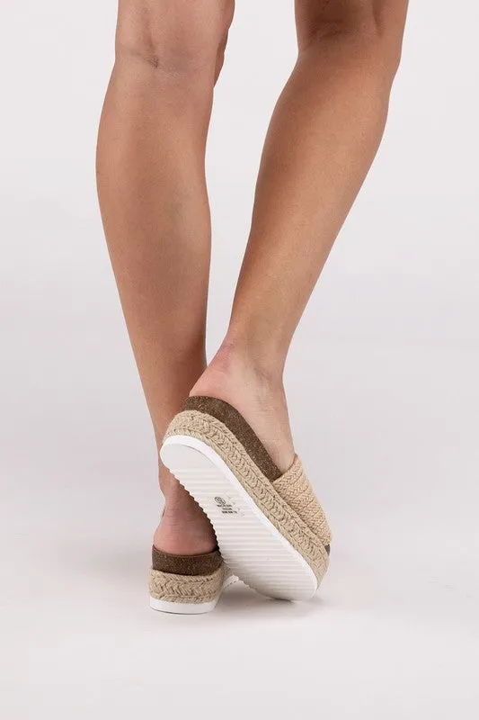 Process -  Single Band Espadrille Platform Slide Sandals
