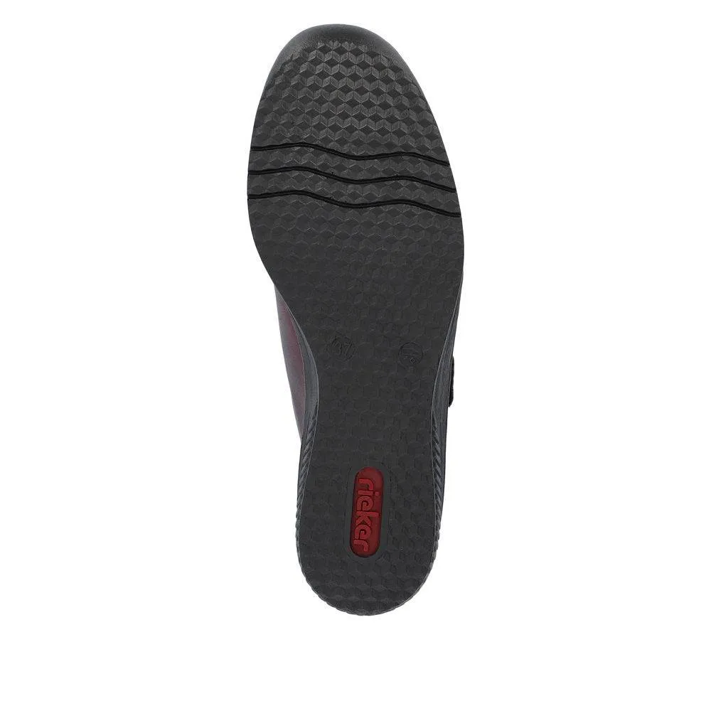 Rieker 48750-35 Ladies Red Combi Leather Touch Fastening Shoes