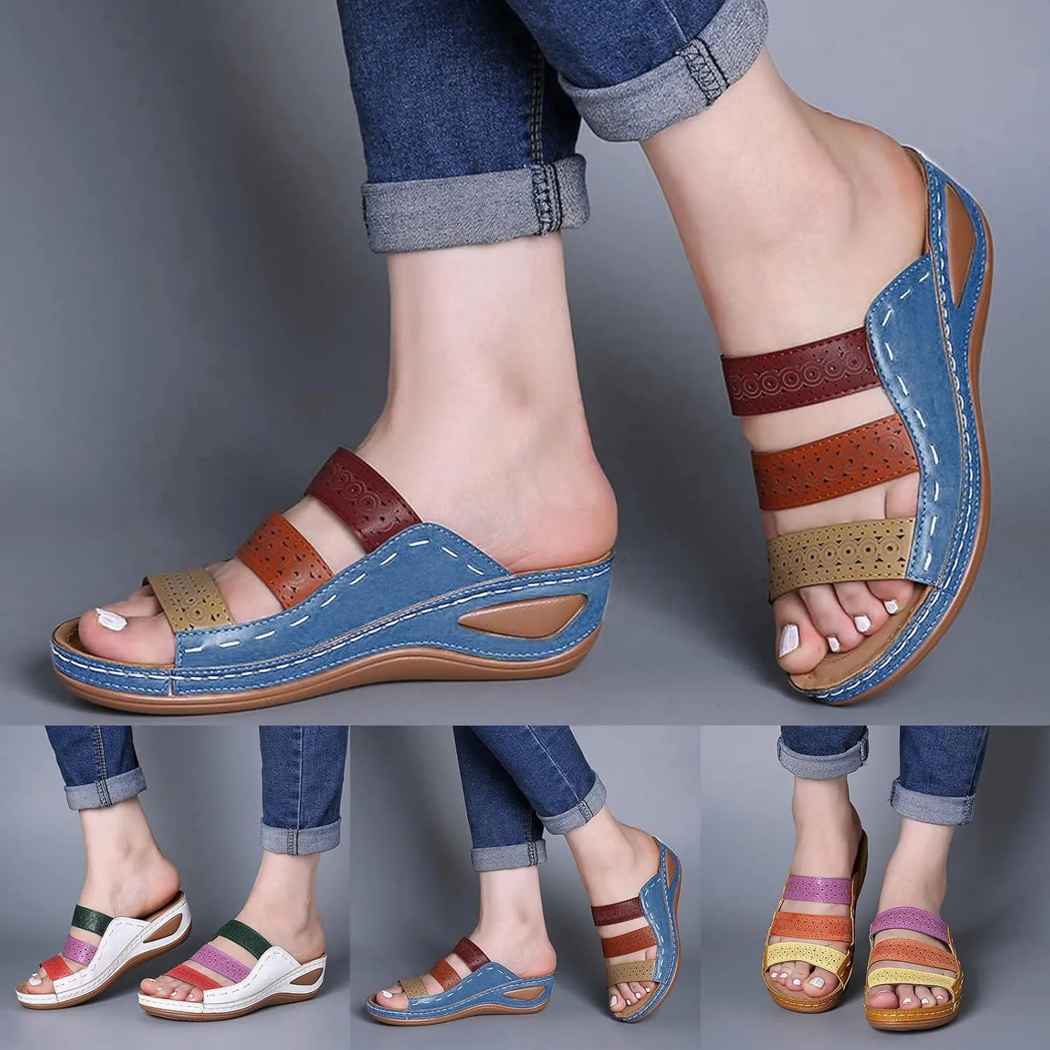Sandals Women Comfortable, Womens Comfy Orthotic Sandals Comfortable Orthopedic Sandals Arch Support Slide Sandals