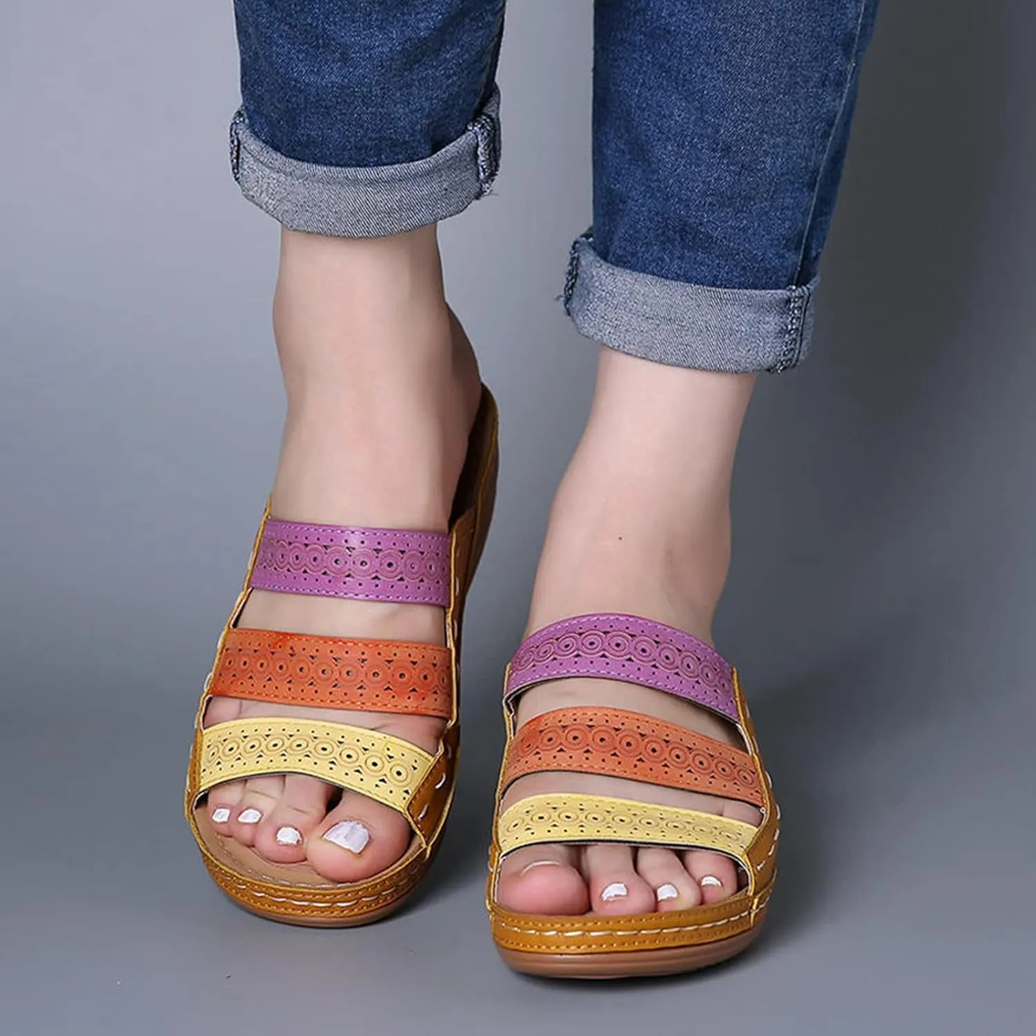 Sandals Women Comfortable, Womens Comfy Orthotic Sandals Comfortable Orthopedic Sandals Arch Support Slide Sandals