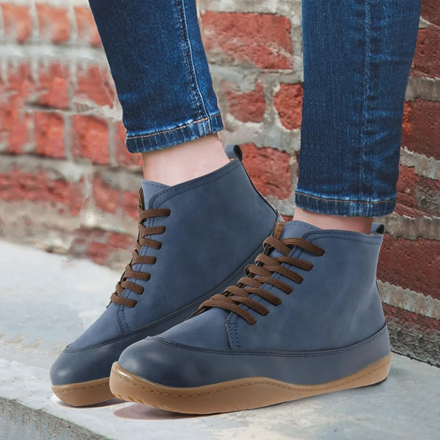 Snow Boots for Women Ankle Womens Ankle Booties Lace Up Boots for Women Ankle Booties Wedge Boot Fashion Casual Comfy Soft Lace-up Round Toe Comfortable Low Heel