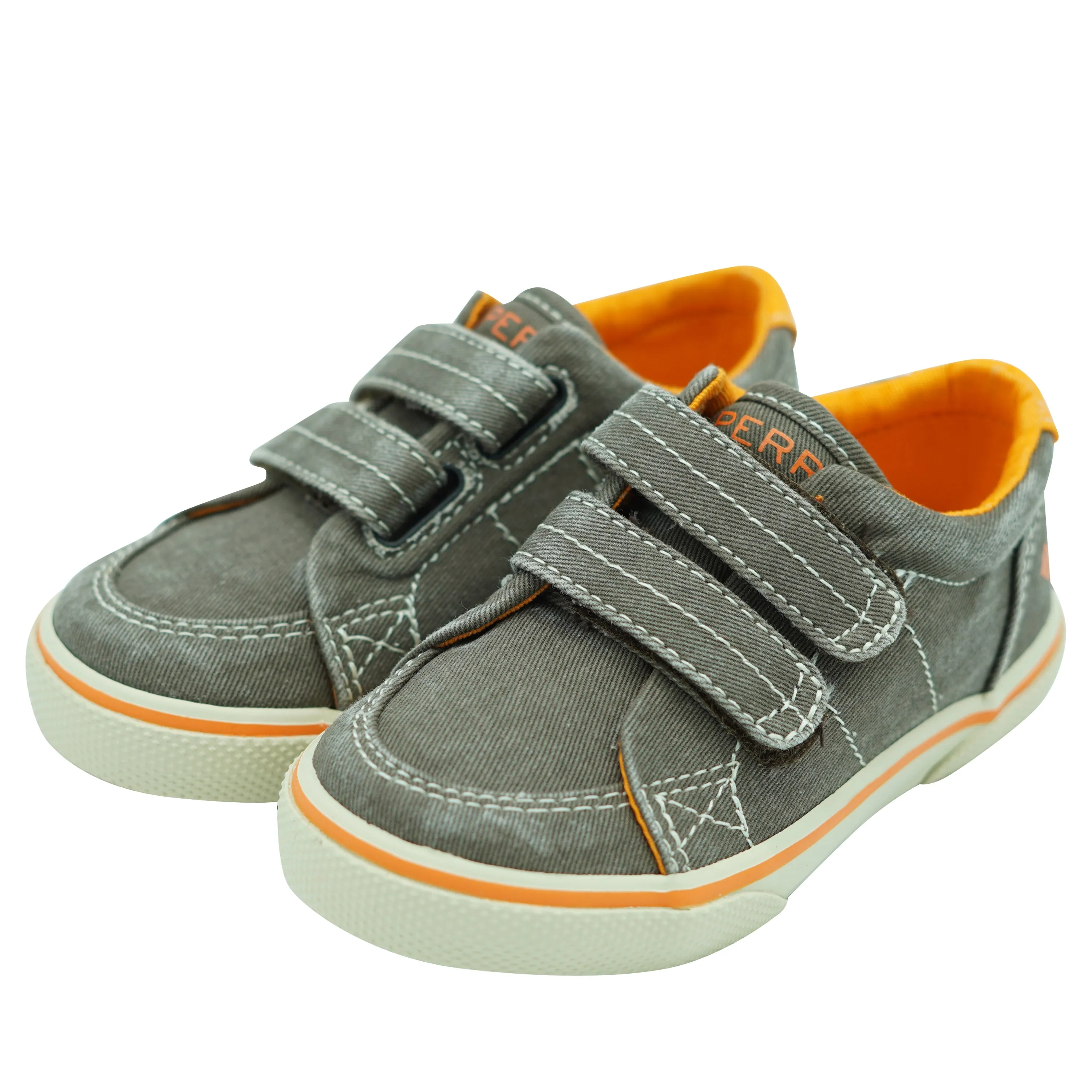 Sperry Boy's Top Sider Halyard Hook & Loop Sneaker Brown Saltwash Size 7.5 W