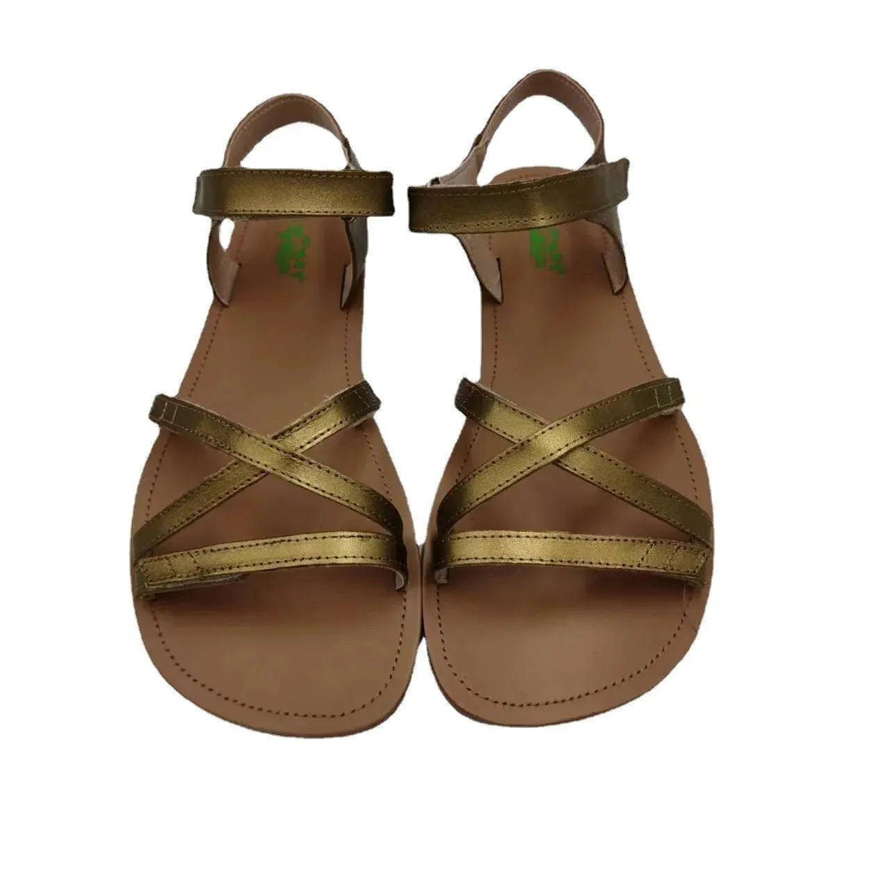 Tipsietoes Crossed Barefoot Leather Flat Sandals for Women