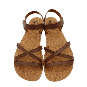 Tipsietoes Crossed Barefoot Leather Flat Sandals for Women