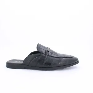 VALERIO MENS BACKLESS LOAFERS-BLACK